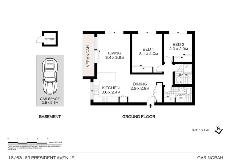 Floorplan of Homely unit listing, 16/63-69 President Avenue, Caringbah NSW 2229