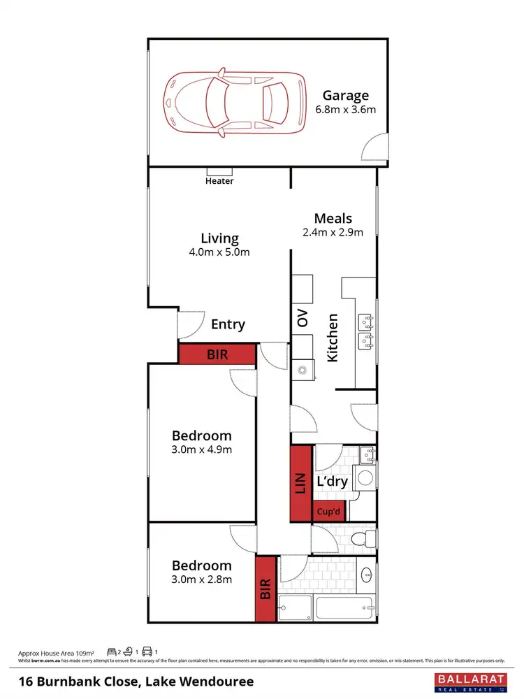 Floorplan of Homely unit listing, 16 Burnbank Close, Lake Wendouree VIC 3350