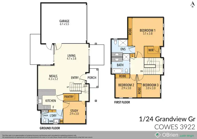 Floorplan of Homely townhouse listing, 1/24 Grandview Grove, Cowes VIC 3922