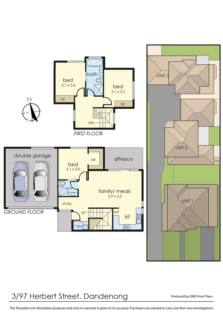 Floorplan of Homely townhouse listing, 3/97 Herbert Street, Dandenong VIC 3175