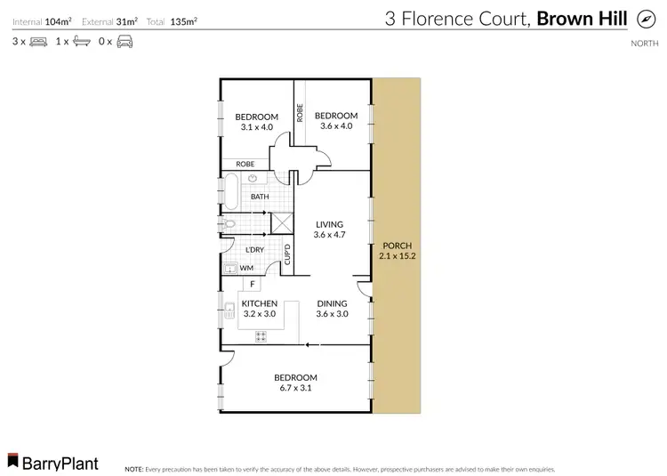 Floorplan of Homely unit listing, 3 Florence Court, Brown Hill VIC 3350