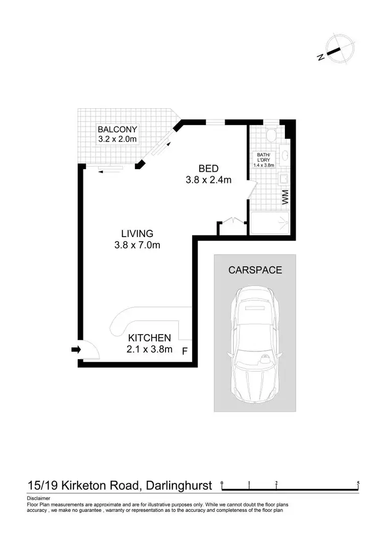 Floorplan of Homely studio listing, 15/19 Kirketon Road, Darlinghurst NSW 2010