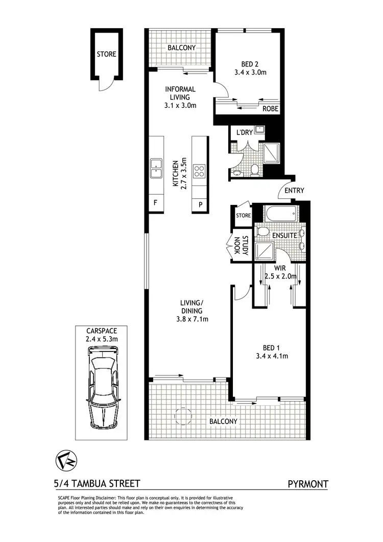 Floorplan of Homely apartment listing, 5/4 Tambua Street, Pyrmont NSW 2009