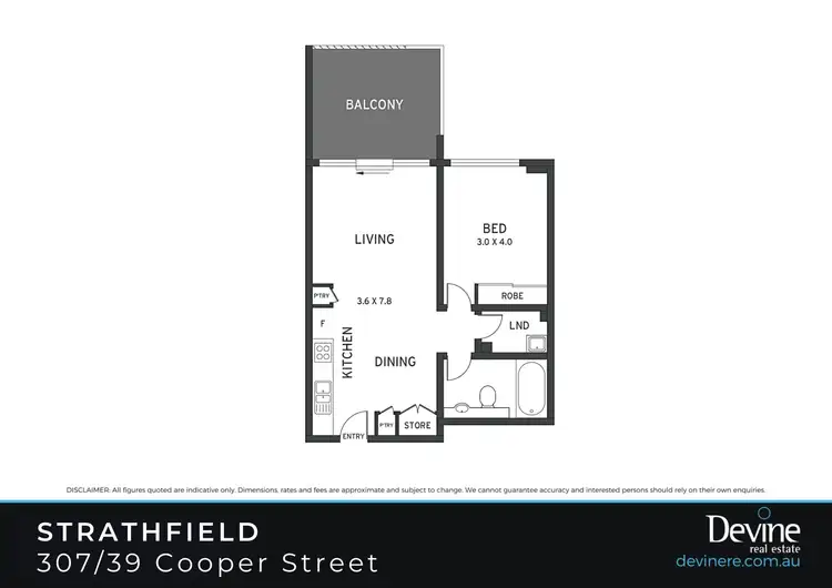 Floorplan of Homely apartment listing, 307/39 Cooper Street, Strathfield NSW 2135
