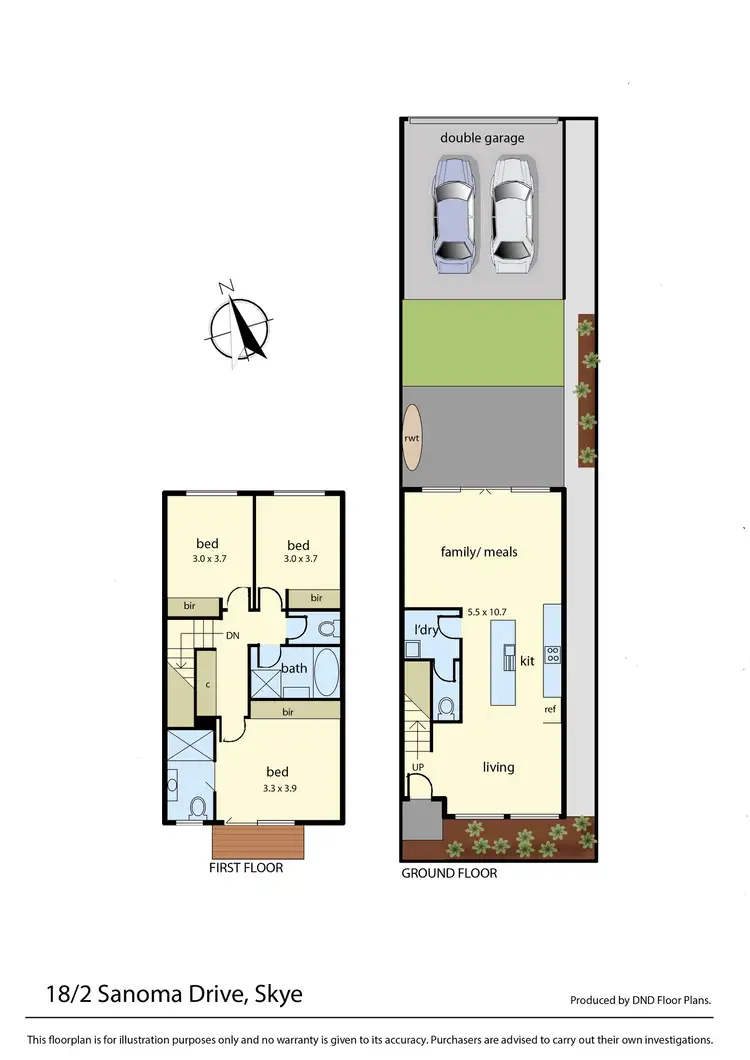 Floorplan of Homely townhouse listing, 18/2 Sanoma Drive, Skye VIC 3977
