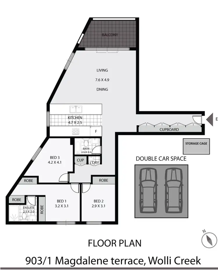 Floorplan of Homely apartment listing, 903/1 Magdalene Terrace, Wolli Creek NSW 2205