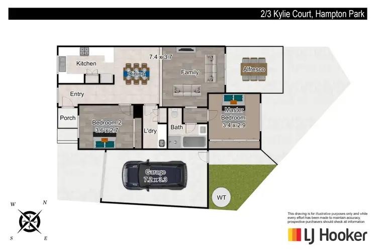 Floorplan of Homely unit listing, 2/3 Kylie Court, Hampton Park VIC 3976