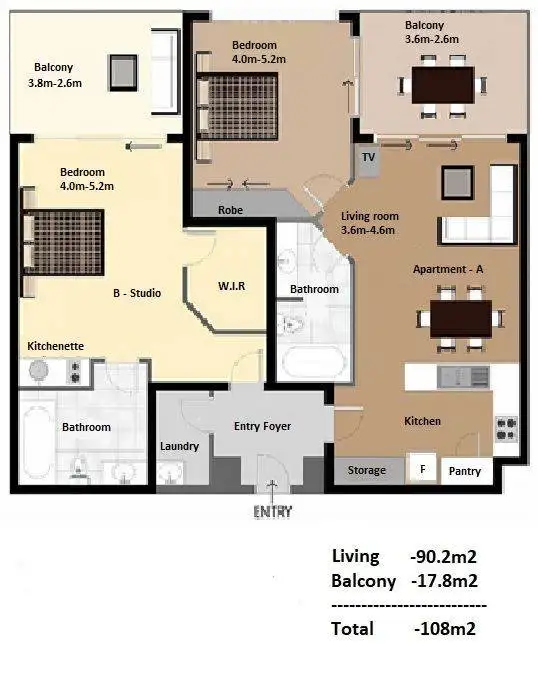 Floorplan of Homely apartment listing, 804/2865 Gold Coast Highway, Surfers Paradise QLD 4217