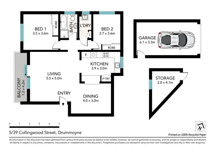 Floorplan of Homely apartment listing, 5/39-41 Collingwood Street, Drummoyne NSW 2047