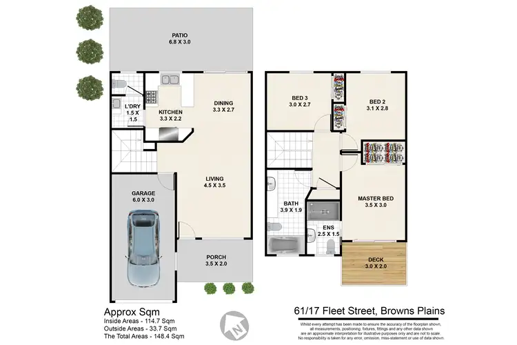 Floorplan of Homely townhouse listing, 61/17 Fleet Street, Browns Plains QLD 4118