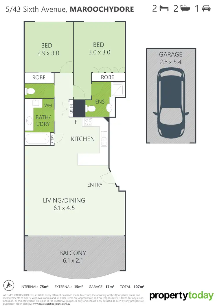 Floorplan of Homely unit listing, 5/43 Sixth Avenue, Maroochydore QLD 4558