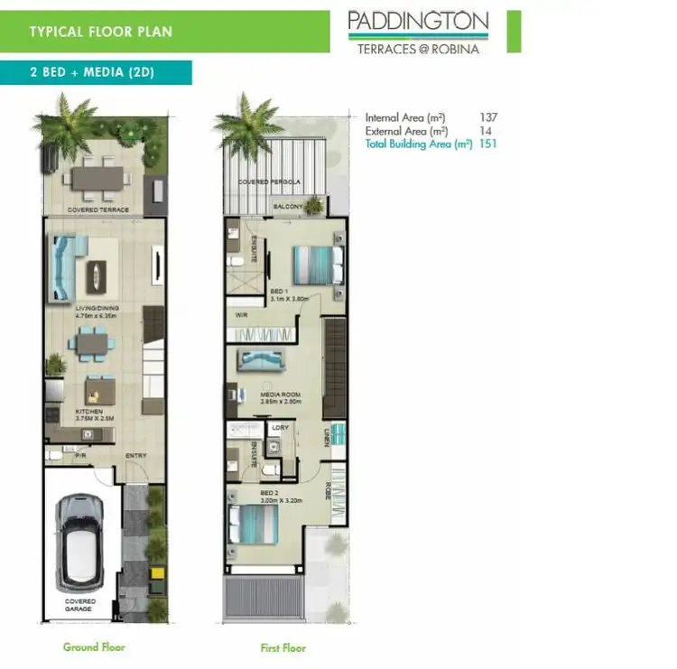 Floorplan of Homely townhouse listing, 56 The Gardenway, Robina QLD 4226