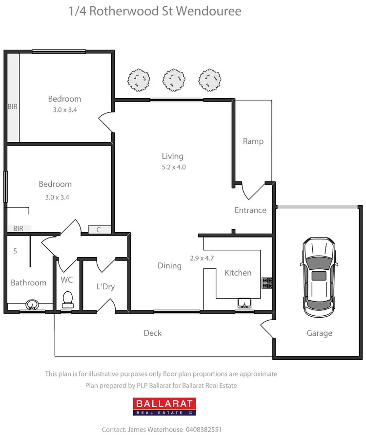 Floorplan of Homely unit listing, 1/4 Rotherwood Street, Wendouree VIC 3355
