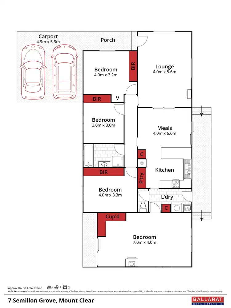 Floorplan of Homely house listing, 7 Semillon Grove, Mount Clear VIC 3350