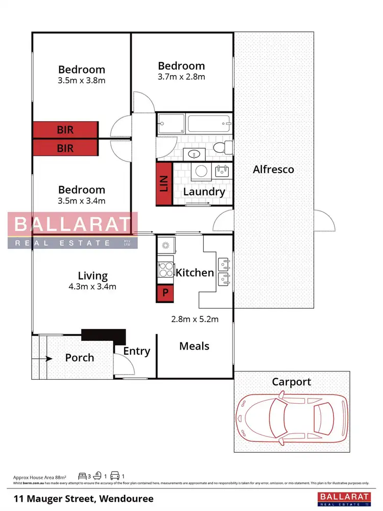 Floorplan of Homely house listing, 11 Mauger Street, Wendouree VIC 3355
