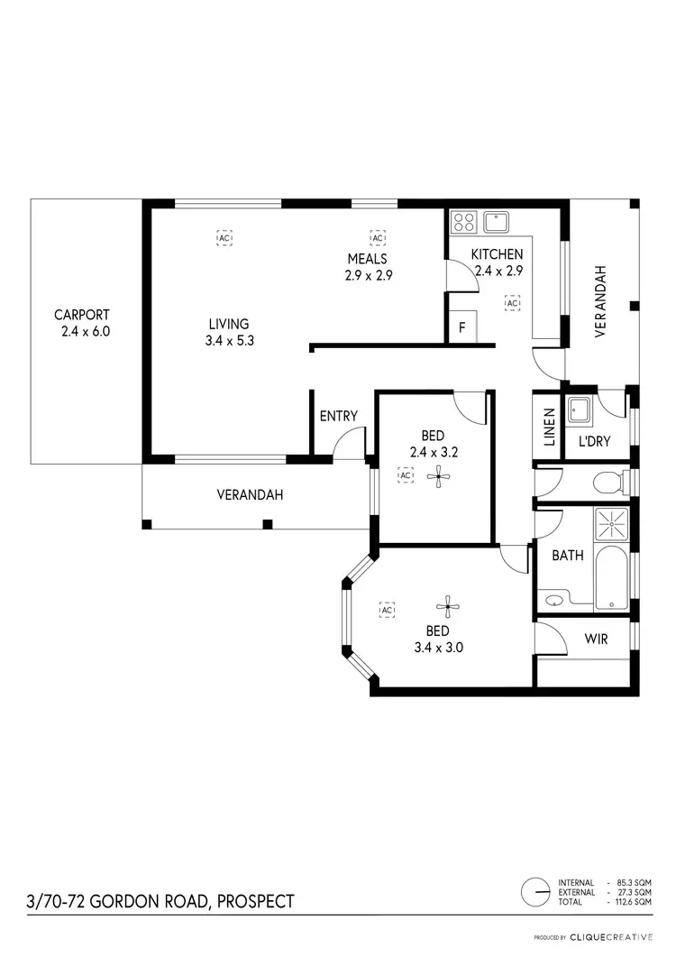 Floorplan of Homely unit listing, 3/70-72 Gordon Road, Prospect SA 5082