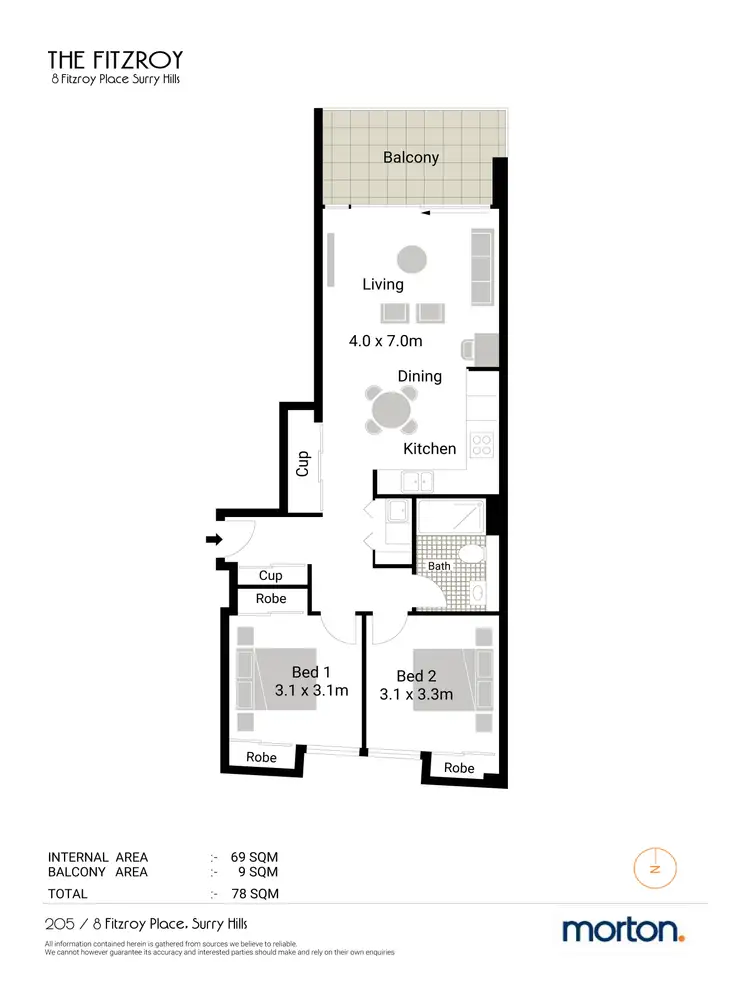 Floorplan of Homely apartment listing, 205/8-10 Fitzroy Place, Surry Hills NSW 2010