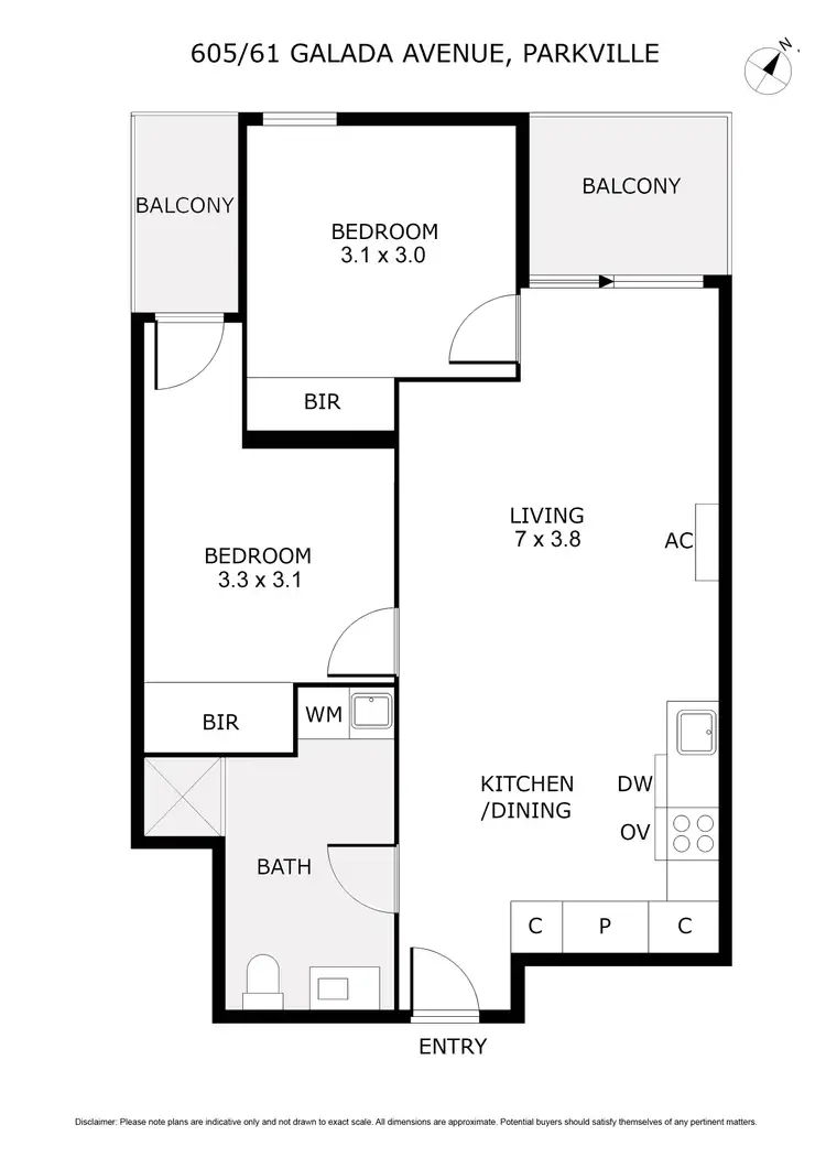 Floorplan of Homely apartment listing, 605/61 Galada Avenue, Parkville VIC 3052