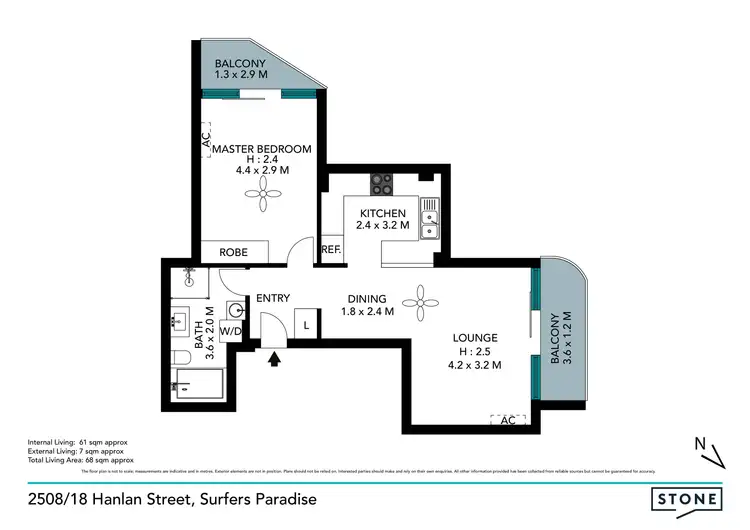 Floorplan of Homely apartment listing, 2508/18 Hanlan Street, Surfers Paradise QLD 4217