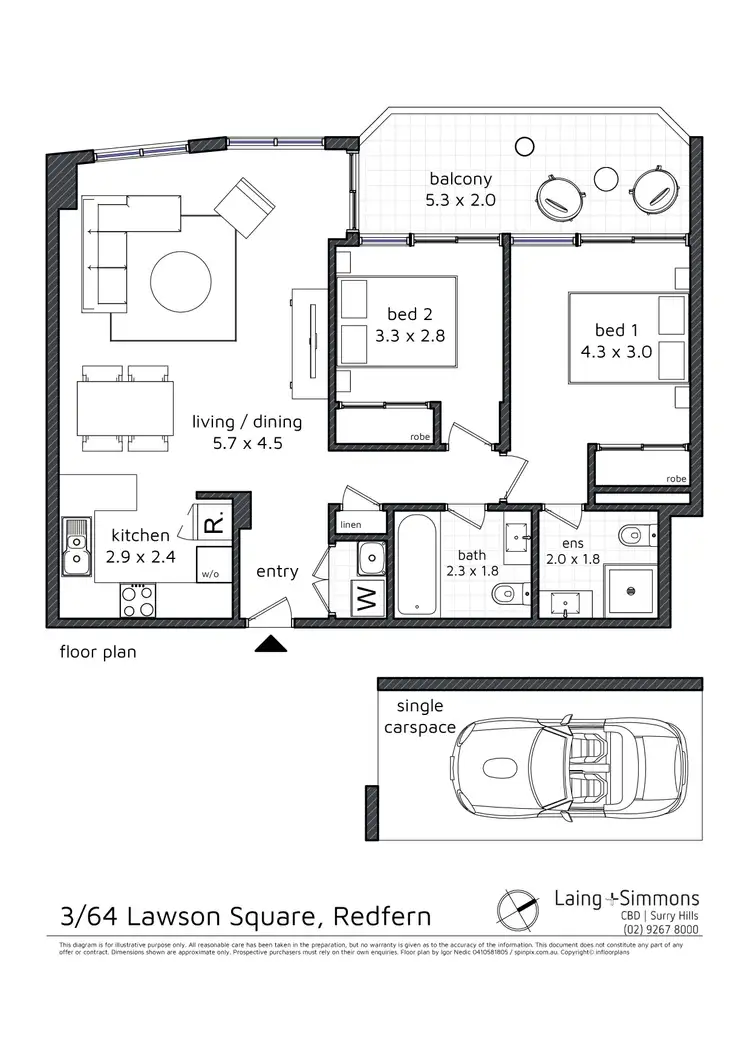 Floorplan of Homely apartment listing, 3/64-70 Lawson Square, Redfern NSW 2016