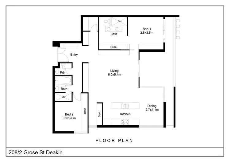 Floorplan of Homely apartment listing, 208/2 Grose Street, Deakin ACT 2600