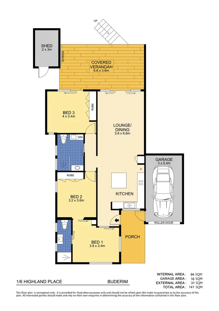 Floorplan of Homely semi-detached listing, 1/6 Highland Place, Buderim QLD 4556