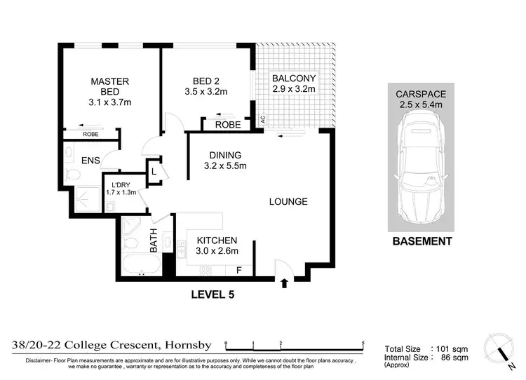Floorplan of Homely apartment listing, 38/20-22 College Crescent, Hornsby NSW 2077