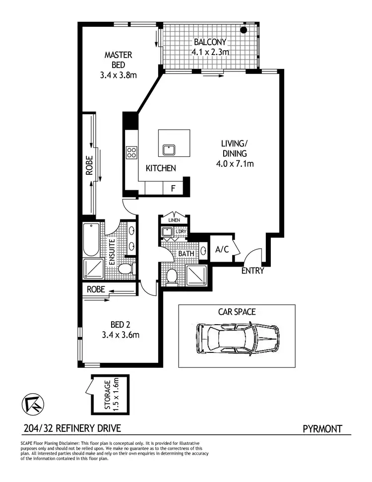 Floorplan of Homely apartment listing, 204/32 Refinery Drive, Pyrmont NSW 2009
