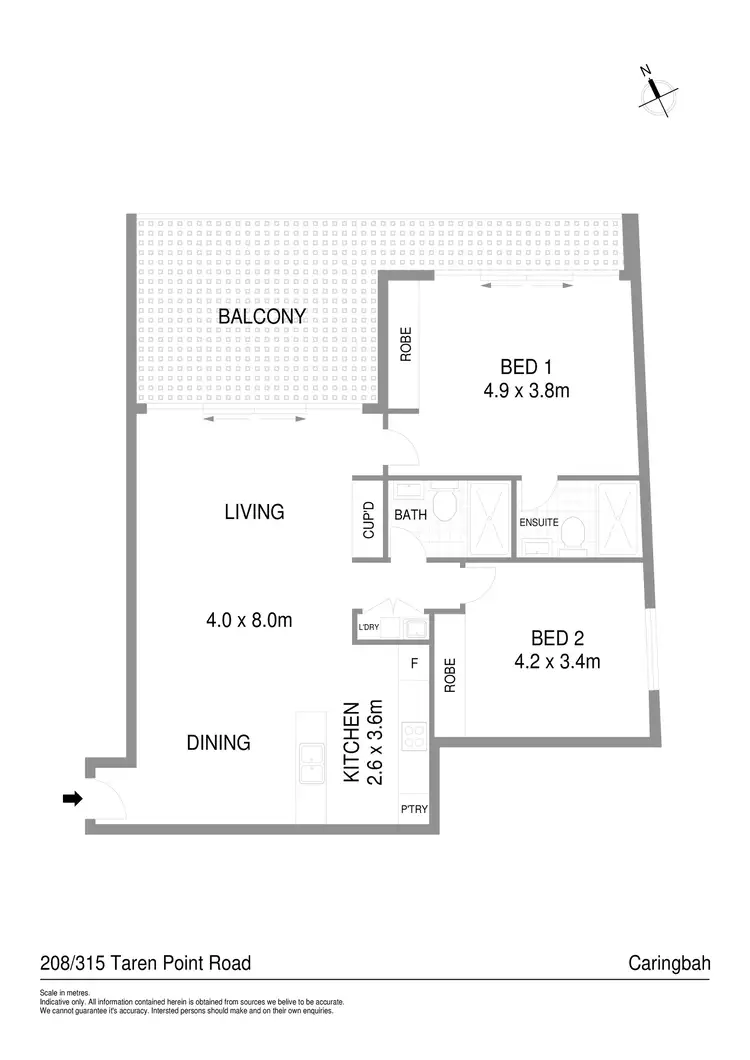 Floorplan of Homely apartment listing, 208/315 Taren Point Road, Caringbah NSW 2229