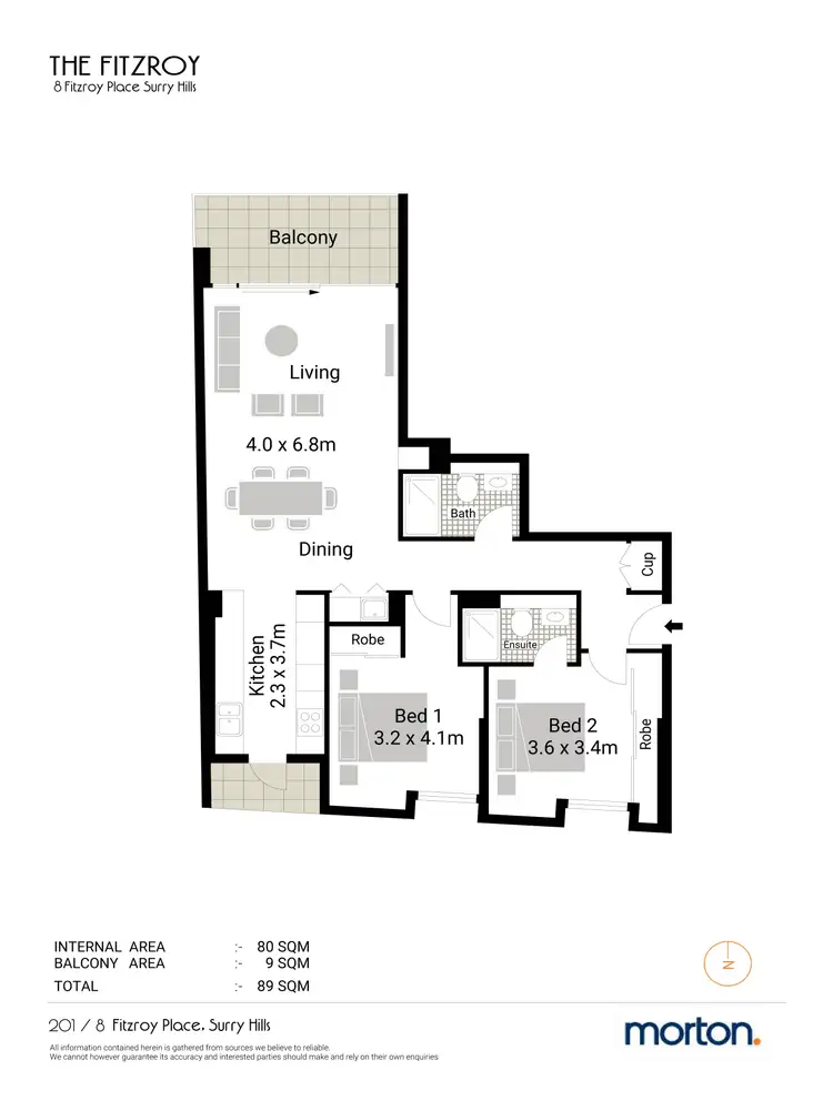 Floorplan of Homely apartment listing, 201/8-10 Fitzroy Place, Surry Hills NSW 2010