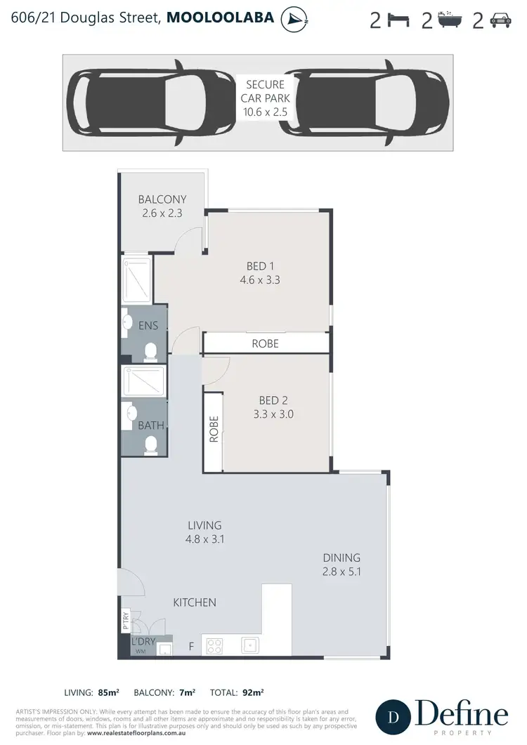 Floorplan of Homely apartment listing, 606/21 Douglas Street, Mooloolaba QLD 4557