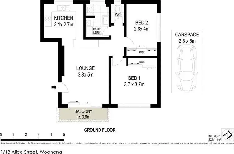 Floorplan of Homely unit listing, 1/13 Alice Street, Woonona NSW 2517