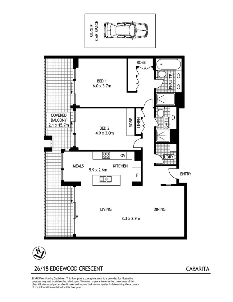 Floorplan of Homely apartment listing, 26/18 Edgewood Crescent, Cabarita NSW 2137
