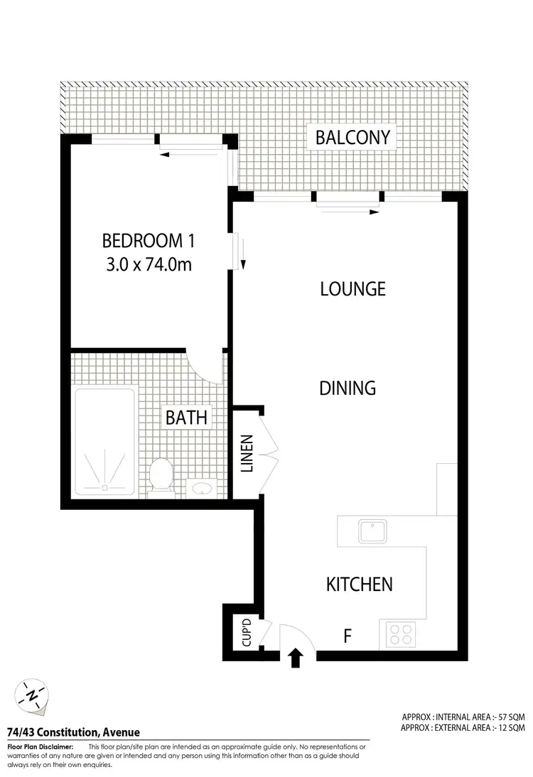 Floorplan of Homely apartment listing, 74/43 Constitution Avenue, Reid ACT 2612