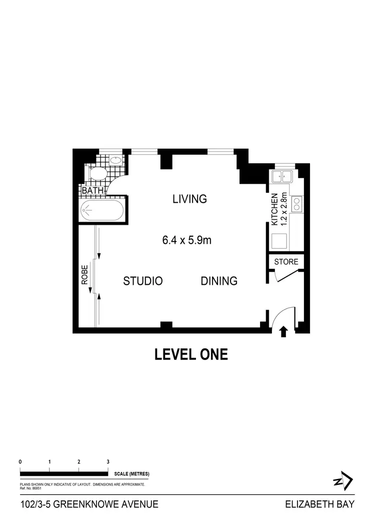 Floorplan of Homely apartment listing, 102/3-5 Greenknowe Avenue, Elizabeth Bay NSW 2011