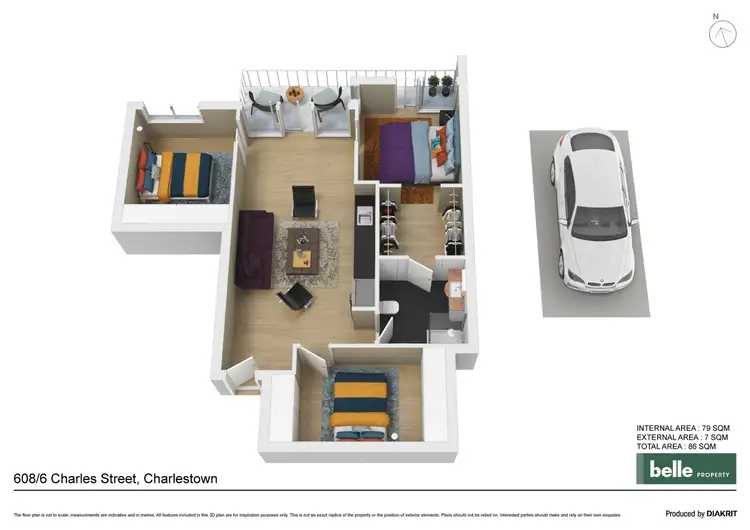 Floorplan of Homely apartment listing, 608/6 Charles Street, Charlestown NSW 2290