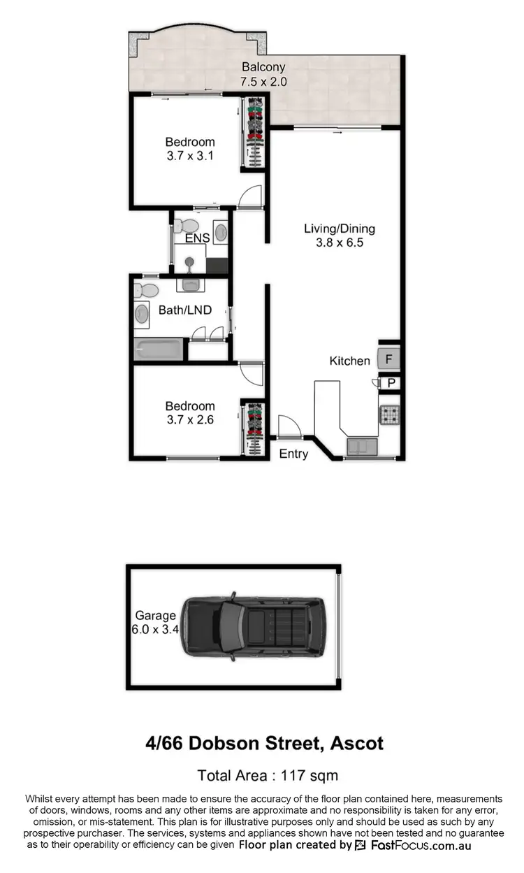 Floorplan of Homely unit listing, 4/66 Dobson Street, Ascot QLD 4007
