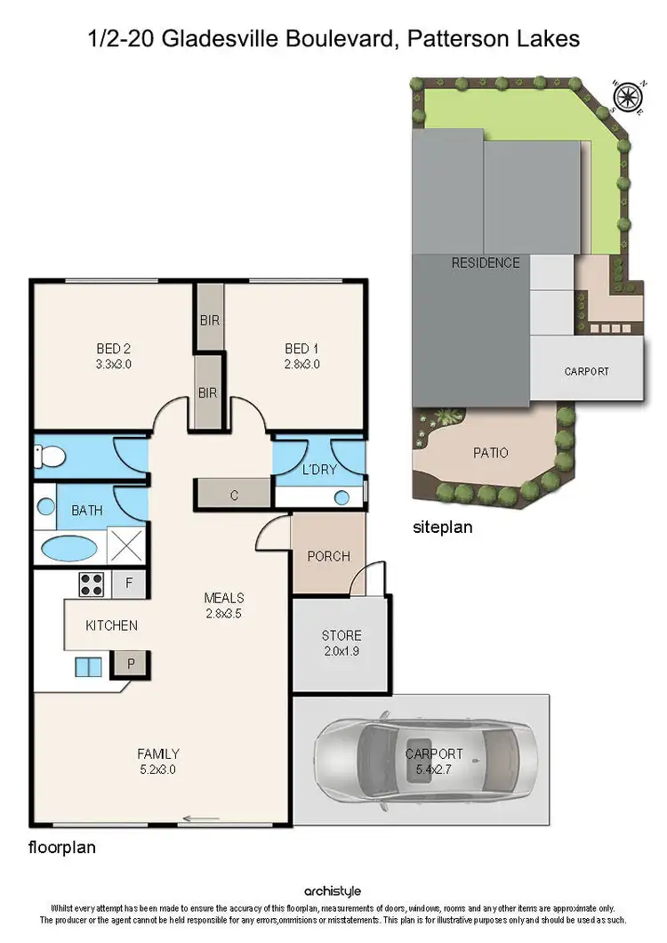 Floorplan of Homely unit listing, 1/2-20 Gladesville Boulevard, Patterson Lakes VIC 3197