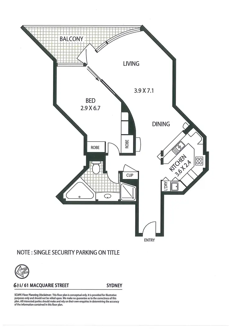 Floorplan of Homely apartment listing, 611/61 Macquarie Street, Sydney NSW 2000