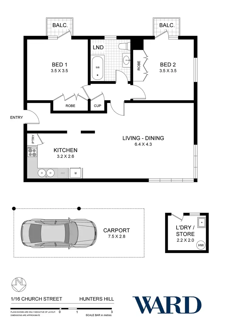 Floorplan of Homely unit listing, 1/16 Church Street, Hunters Hill NSW 2110