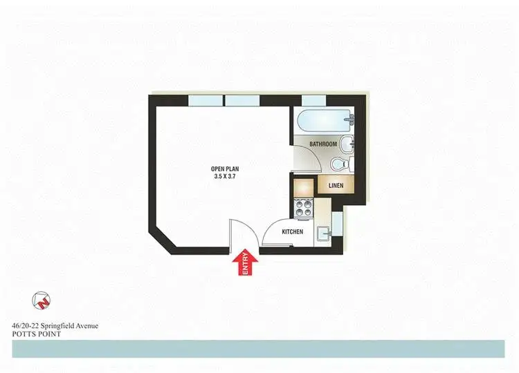 Floorplan of Homely studio listing, Level 5/46/20-22 Springfield Avenue, Potts Point NSW 2011
