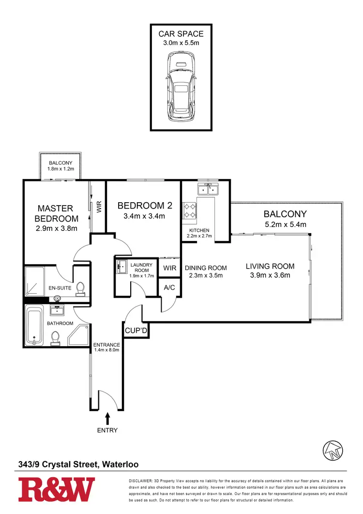 Floorplan of Homely apartment listing, 343/9 Crystal Street, Waterloo NSW 2017
