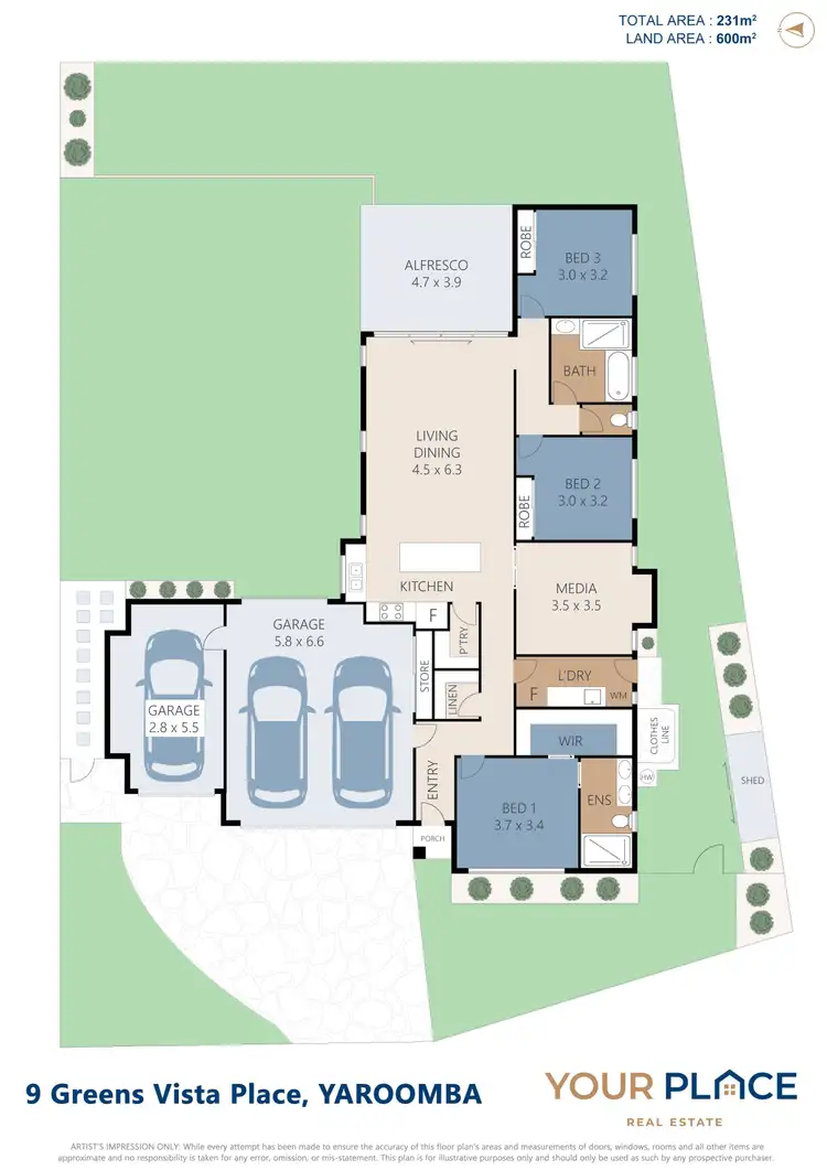 Floorplan of Homely house listing, 9 Greens Vista Place, Yaroomba QLD 4573