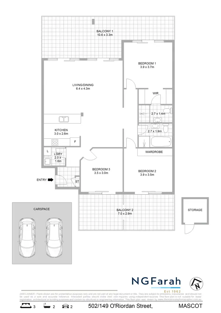 Floorplan of Homely apartment listing, 502/149 O'Riordan Street, Mascot NSW 2020