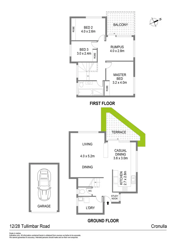 Floorplan of Homely townhouse listing, 12/28 Tullimbar Road, Cronulla NSW 2230