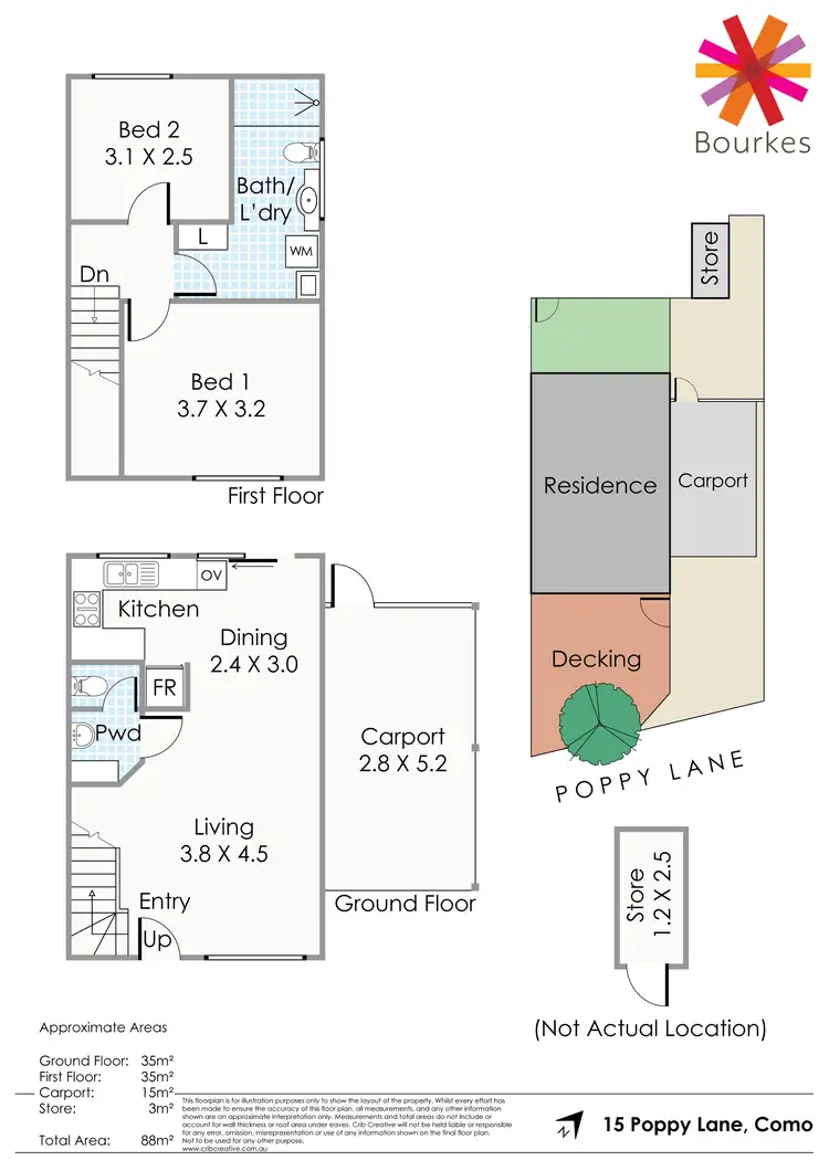 Floorplan of Homely townhouse listing, 15 Poppy Lane, Como WA 6152