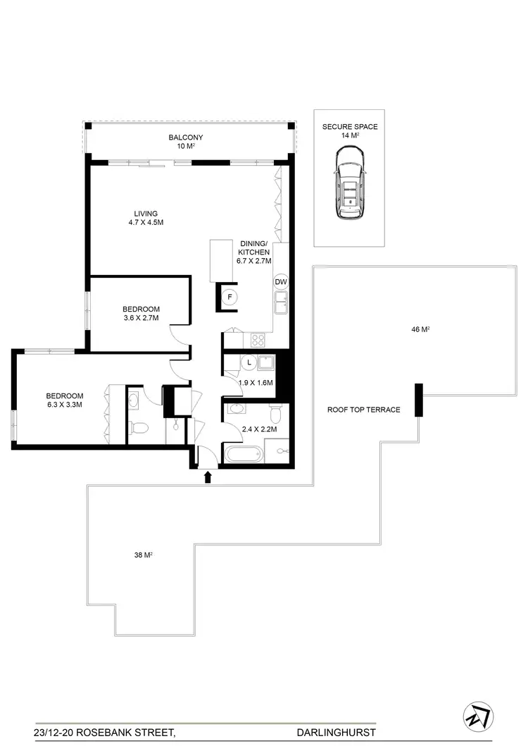 Floorplan of Homely apartment listing, 23/12-20 Rosebank Street, Darlinghurst NSW 2010