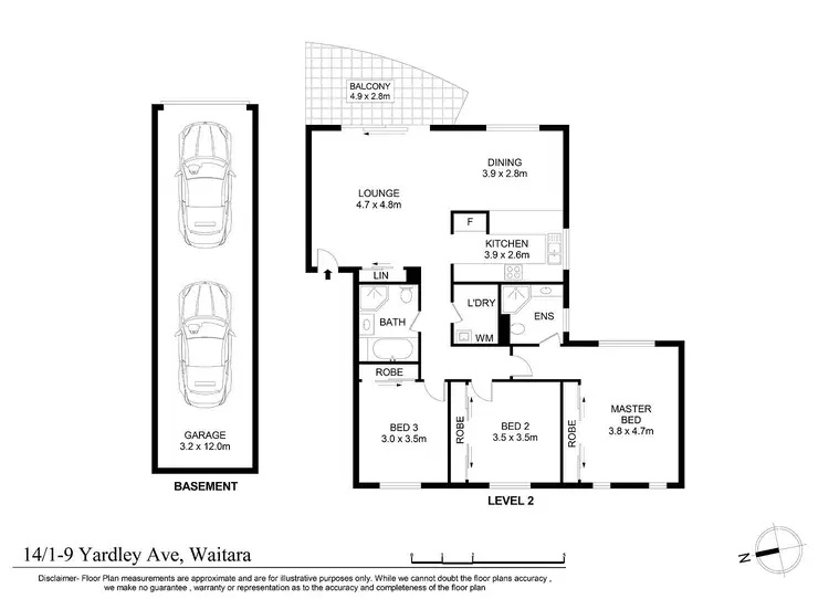 Floorplan of Homely apartment listing, 14/1-9 Yardley Avenue, Waitara NSW 2077