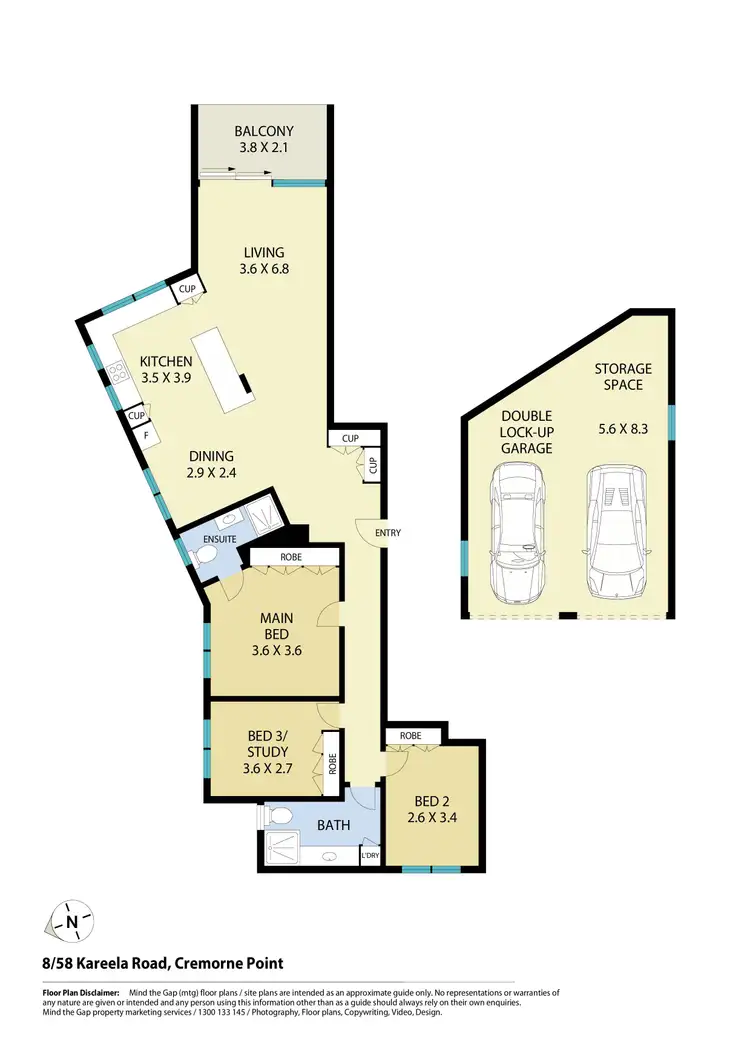 Floorplan of Homely apartment listing, 8/58 Kareela Road, Cremorne Point NSW 2090