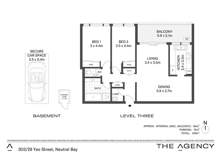 Floorplan of Homely apartment listing, 303/29 Yeo Street, Neutral Bay NSW 2089